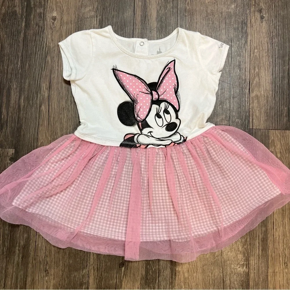 Disney Park Minnie Mouse Short Sleeves Tulle Dress Size 4